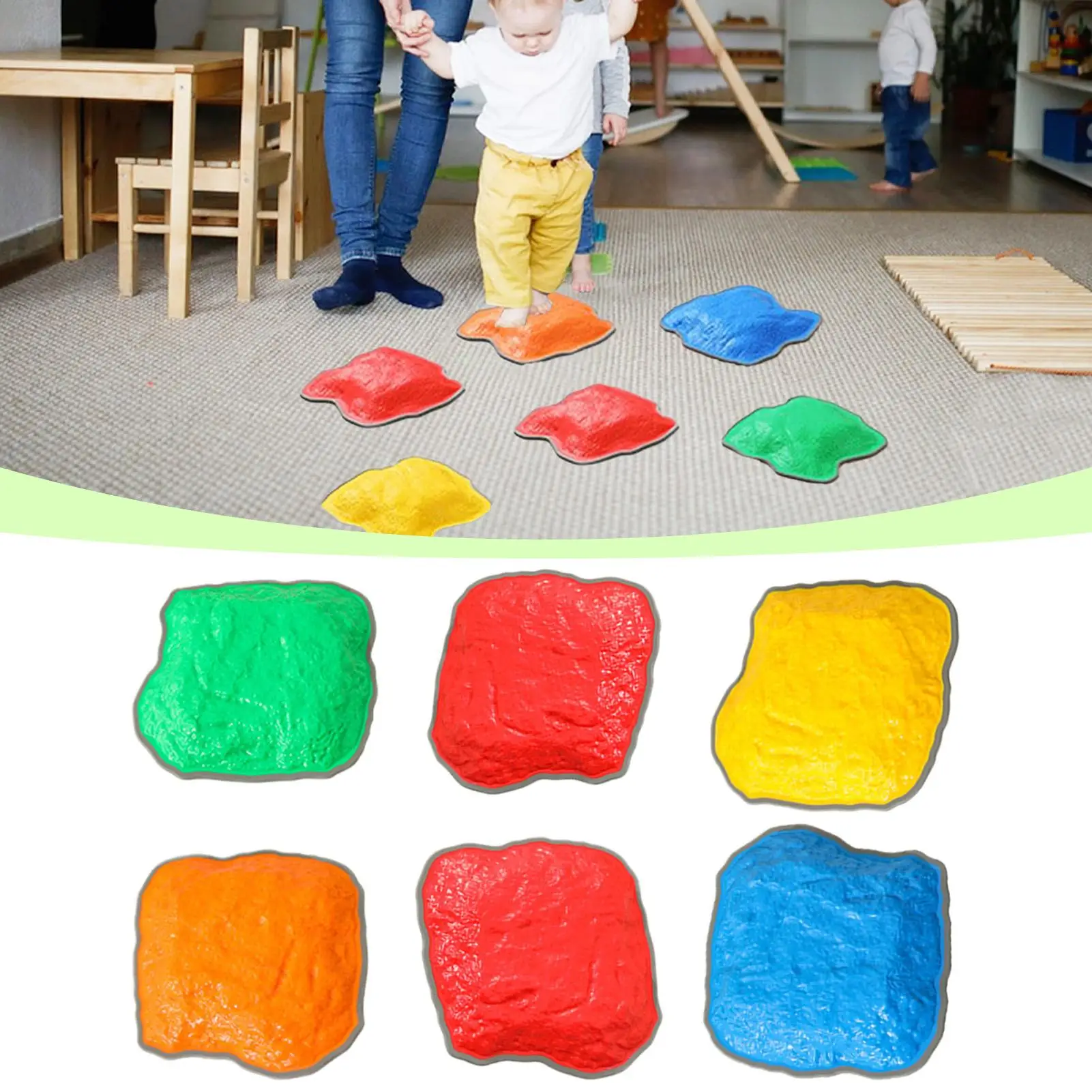 幼児用踏み石 6X バランス障害物コース ロック スタッカブル ノンスリップ感覚おもちゃ 3-6歳の男の子 女の子用