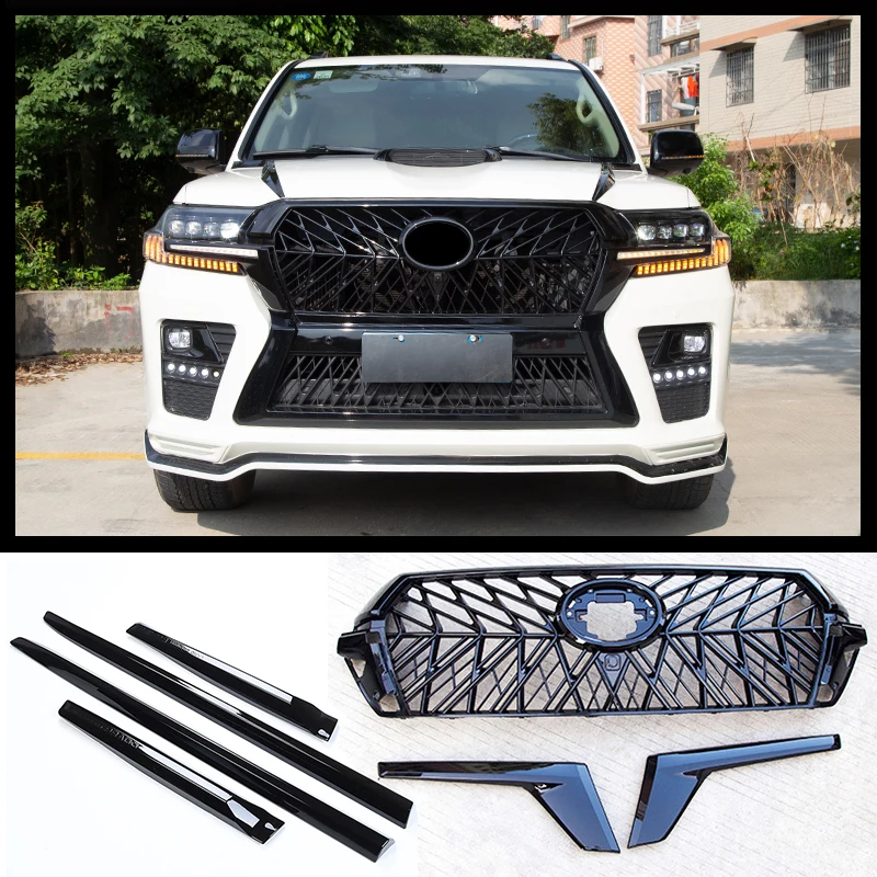 Upgraded Black Samurai for Toyota Land Cruiser 200 LC200 Body Kit Front Grille,External Accessories,Chrome Trim Decoration