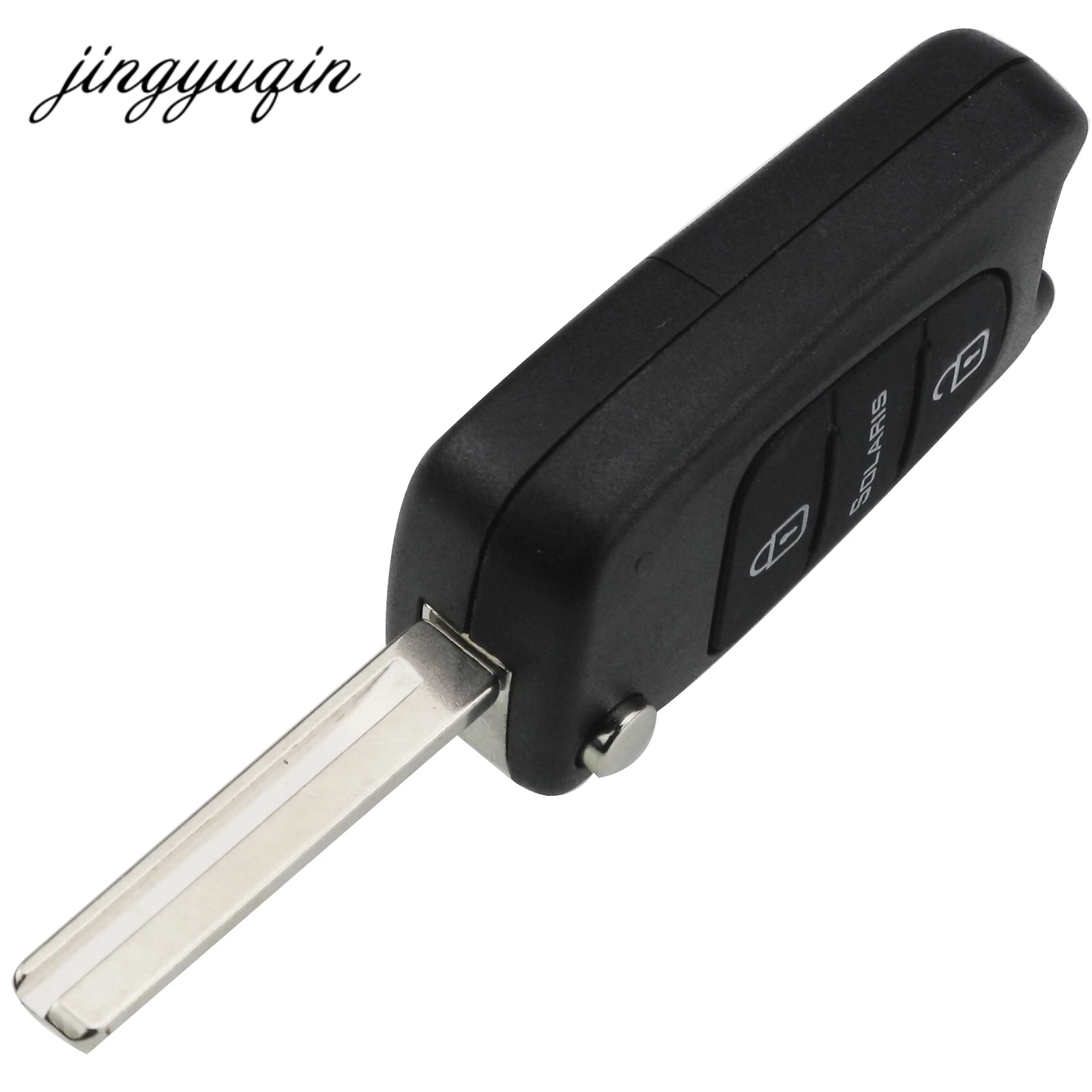 Jinyuqin 3 버튼 교체 자동차 뒤집기 접이식 키 쉘 현대 솔라리스 용 빈 원격 포브 셸