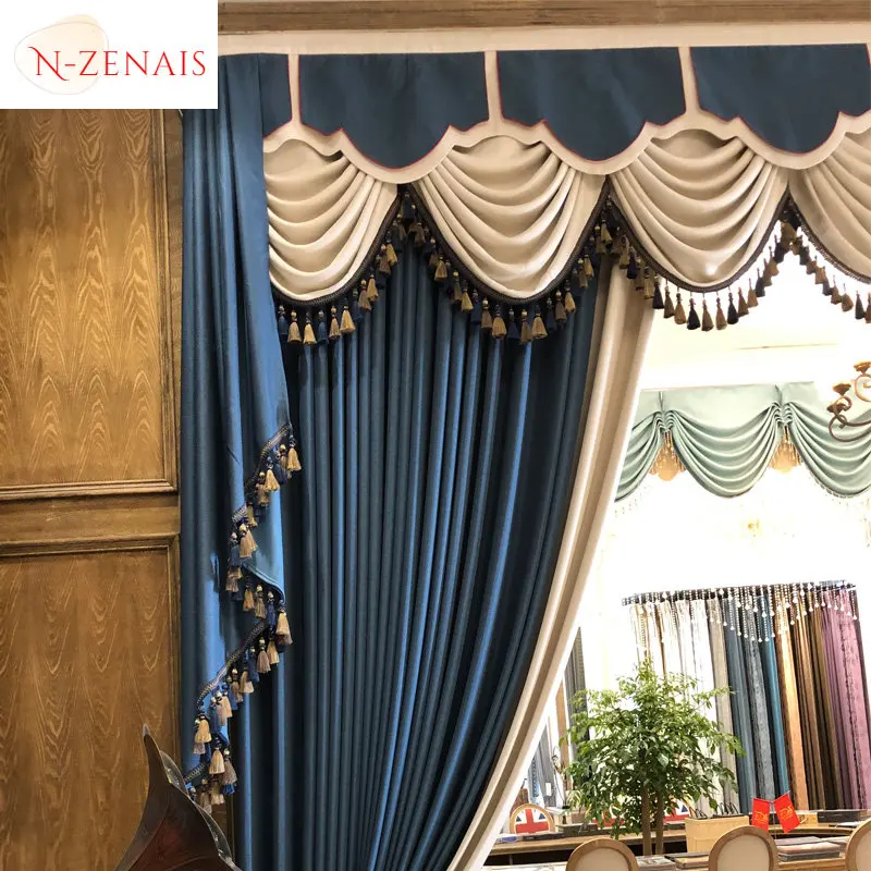 European Luxury Wave Valance Retro Romantic Mosaic Curtains for Living Room Bedroom Blackout Kitchen High Shading Villa Custom