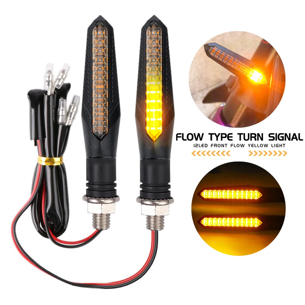 Flowing Turn Lights 12V Motorcycle 24 Leds Scanning Directonal Signal Lamp For Honda Chopper Suzuki Kawasaki Yamaha Ducati Buell