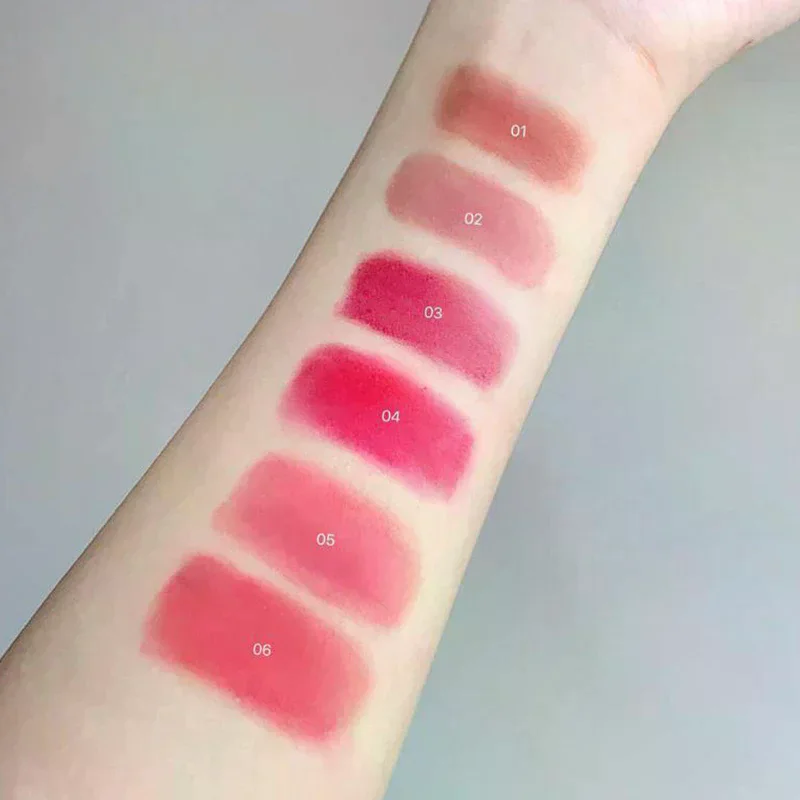 Cappuvini Canned Lip Mud Mist Lipstick Moisturizing Velvet Matte Mousse Solid Lip Gloss Cheek Blush Cream Tint Lips Cosmetic