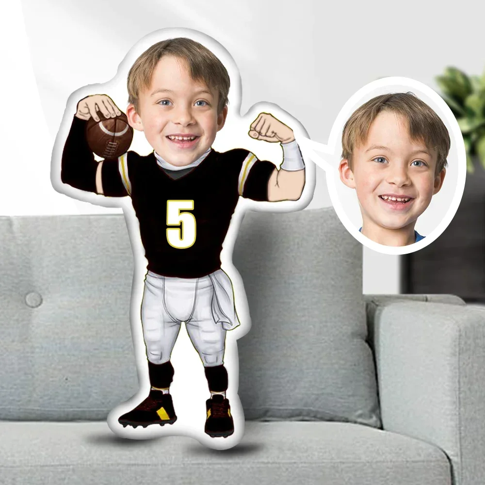 Minime Pillow cushion Dolls Photo Face customized  Pillow creative Personalized American Football Sporter number 5 black Jersey