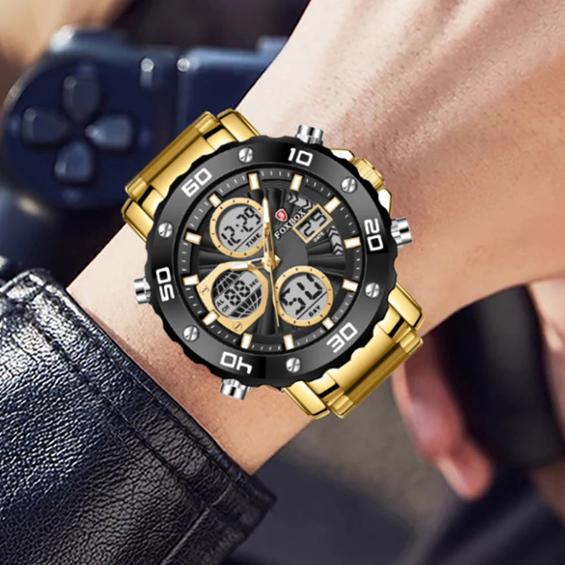 New FOXBOX Fashion Military Watches for Men Luxury Original Sports Chronograph Watch ​Waterproof Quartz WristWatch Montre Homme