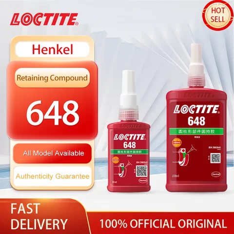 100% Original Loctite 648 Retaining Compound Fluorescent Anaerobic Sealant High Strength Threadlocker 50ml/250ml