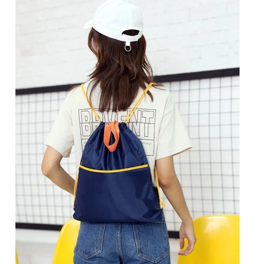 Drawstring Closure Waterproof Nylon Bag Nylon Material Portable Design Outdoor Sports Bag Lightweight Construction Two Pocket