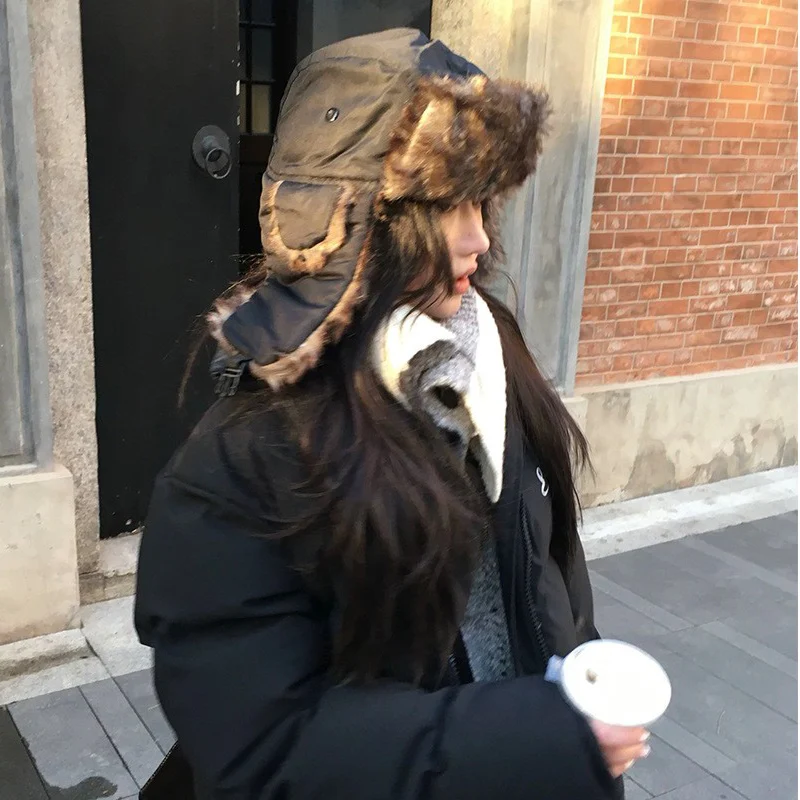 Gorro de soldado cálido para hombre, orejeras de piloto de patrulla de invierno, gorro de esquí ruso cálido de fibra de poliéster, sombreros de piloto fríos a prueba de viento