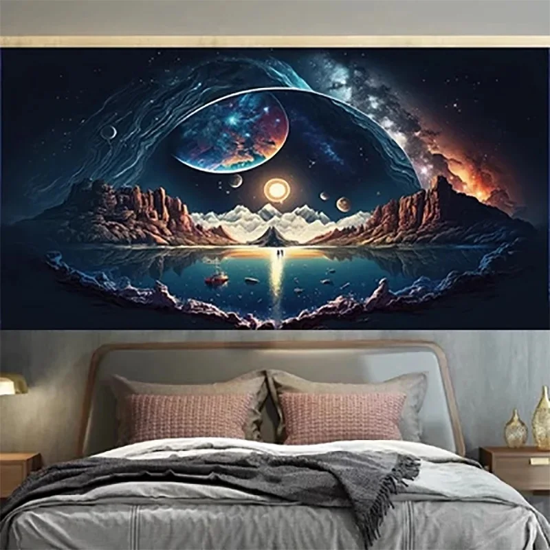 Large Size 5D Diy Diamond Painting Universe Starry Sky Night Landscape Art Full Drill Diamond Mosaic Embroidery Rhinestone W125