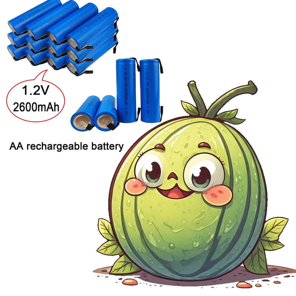 1,2 v AA Akku 100% neue original 1,2 v 2600mah AA NiMH Batterie mit Solder Pins DIY Elektrische rasierer zahnbürste Spielzeug