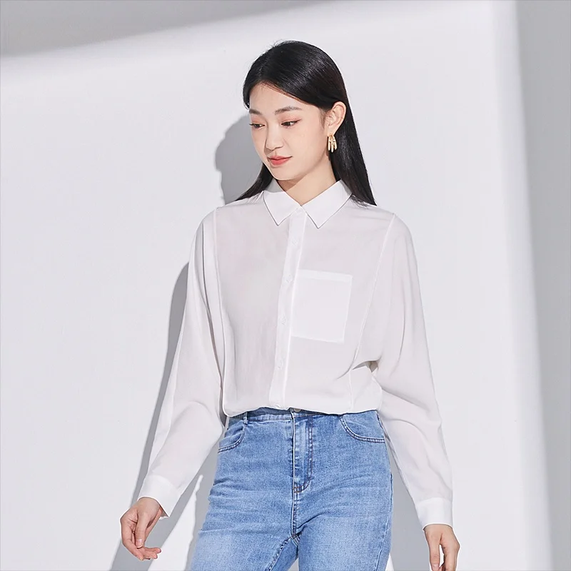 

Dailanzhi New Pure White Long Sleeve Shirt Professional Commute Style Women's Fashionable Versatile Office Shirt