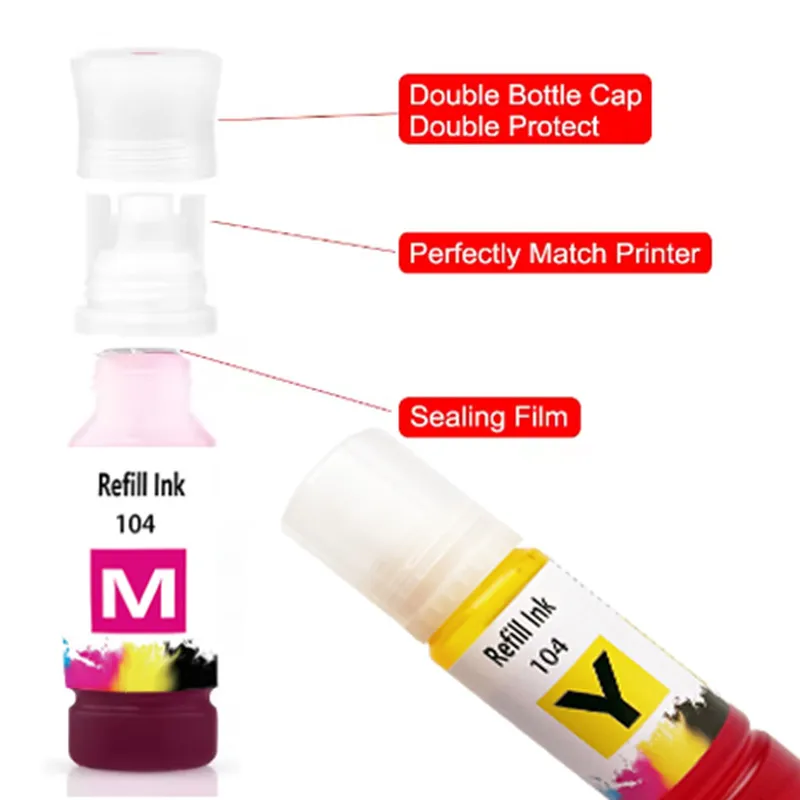 104 حبر متوافق مع زجاجة حبر Epson 104 للطابعة Epson ET-2710 2711 2712 2714 2715 2720 2721 4700 2726 3700 3750 4750 #6