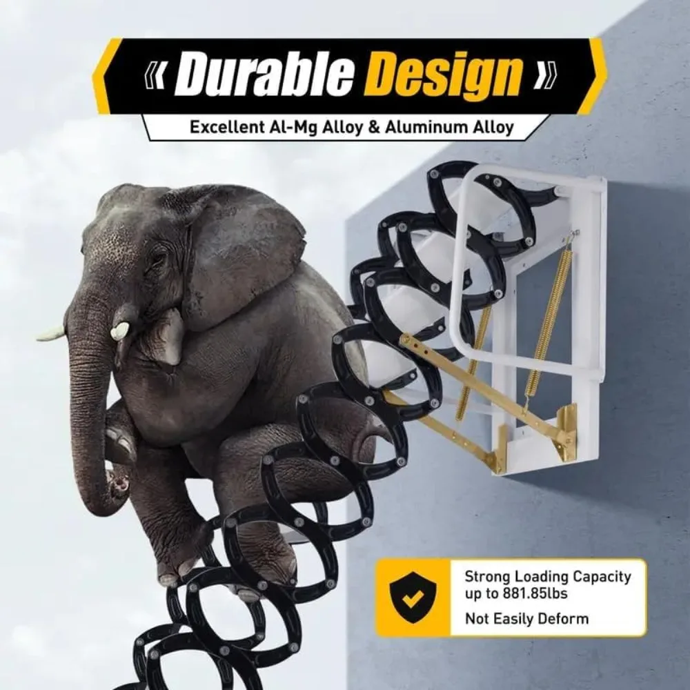 سلم عطلي من سبائك الألومنيوم مكون من 12 خطوة بسعة 2600 رطل ونظام سحب للأسفل لسهولة الوصول والتخزين #3