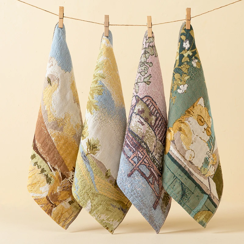 4er-Pack quadratische Handtücher aus reiner Baumwollgaze, weiches und saugfähiges Haushalts-Gesichtstuch