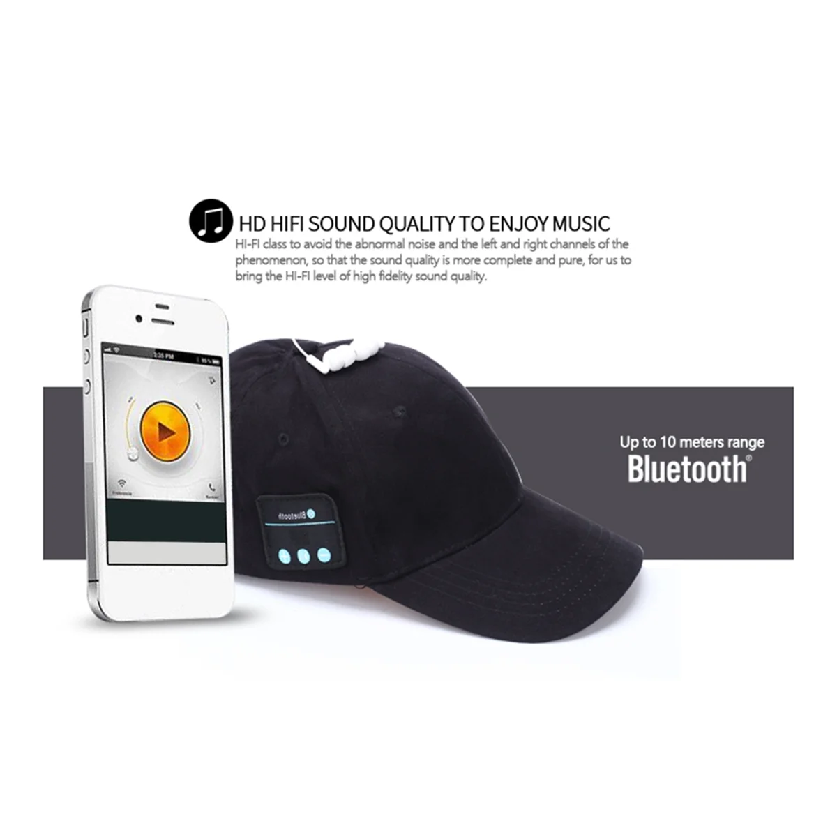 ABXHH Беспроводные наушники Bluetooth наушники спортивная музыкальная кепка для отдыха громкой связи бейсбольная кепка наушники для мобильных устройств черные