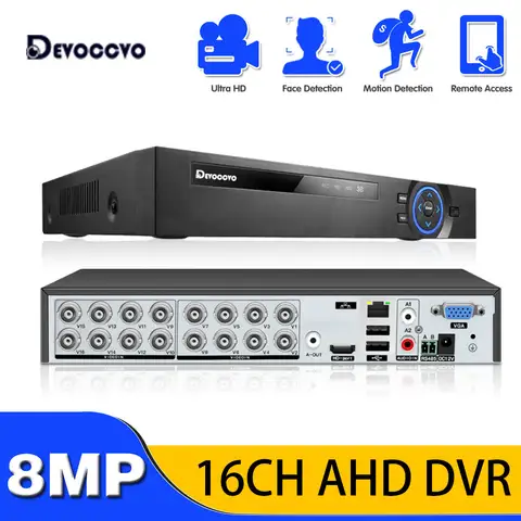16CH 4K CCTV Digital Video Recorder XMEYE Face Detection 16 Channel AHD DVR Security System 8MP 6 In 1 Hybrid DVR NVR System 8CH
