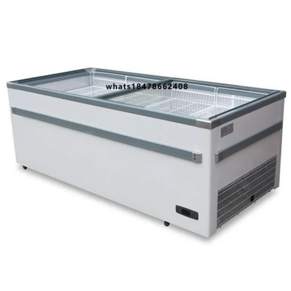 Factory Supply Static Cooling 1.8m Commercial Horizontal Island Refrigerator Deep Freezer