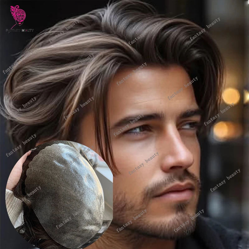 

Мужской парик-накладка из натуральных волос 6 дюймов, коричневый (оттенки 1B65, 1B40, 1B80), с естественной линией роста волос, на прочной полной кожаной основе, недорогой, для мужчин