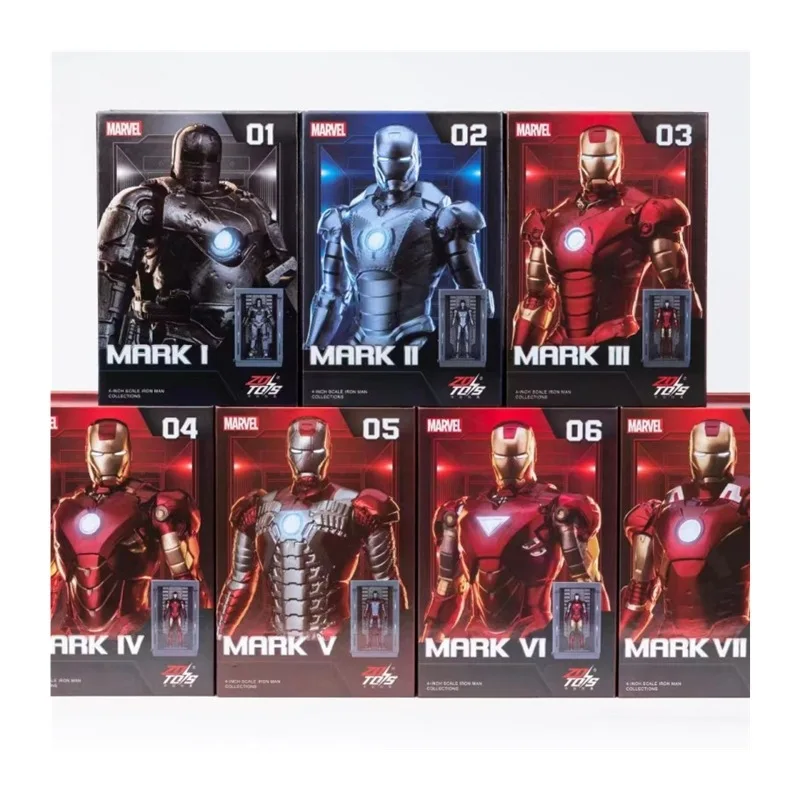 genuine-marvel-10th-anniversary-4-inch-series-iron-man-mk1-mk7-base-version-gnaku-suit-figure-ornaments-collect-decorative-toys