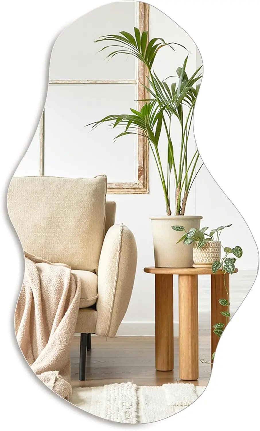 

Asymmetrical Cloud Frameless Wall Mirror, 35''x21'', Modern Decorative for Bathroom Bedroom Living Room Entryway