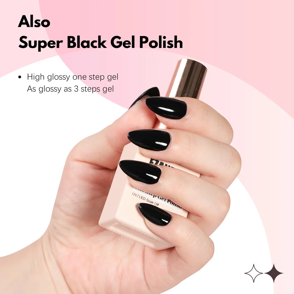 FZANEST One Step เจลภาษาโปลิชคํา Base Coat สี Top Coat 15ml ขวดฉลากส่วนตัวเล็บเจล Charms เคลือบเงาเจล Lacquer ขายส่ง