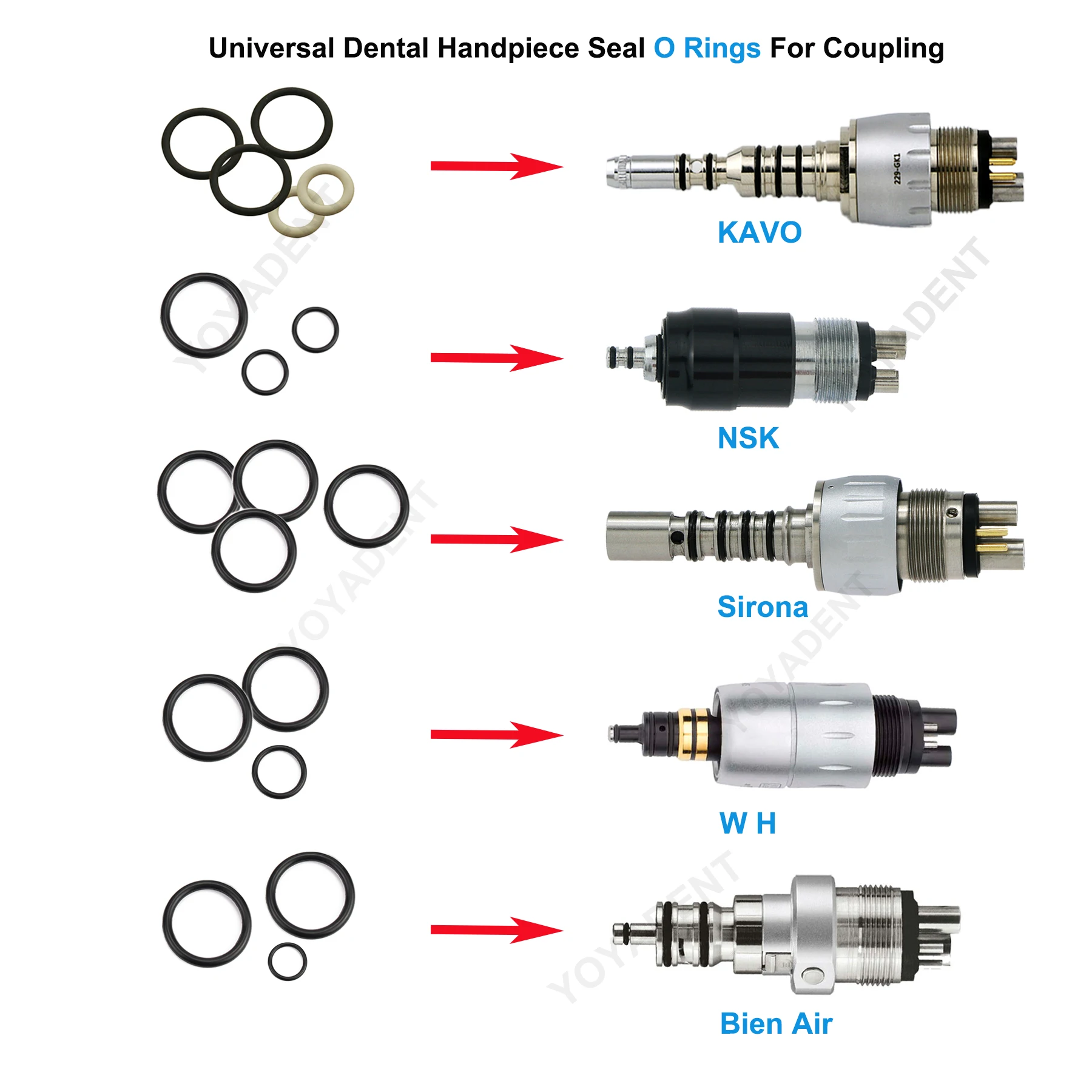 Dental Handpiece Coupler Seal O Rings For KAVO NSK WH Sirona  Air Coupling Anti-Oil Autoclavable Universal