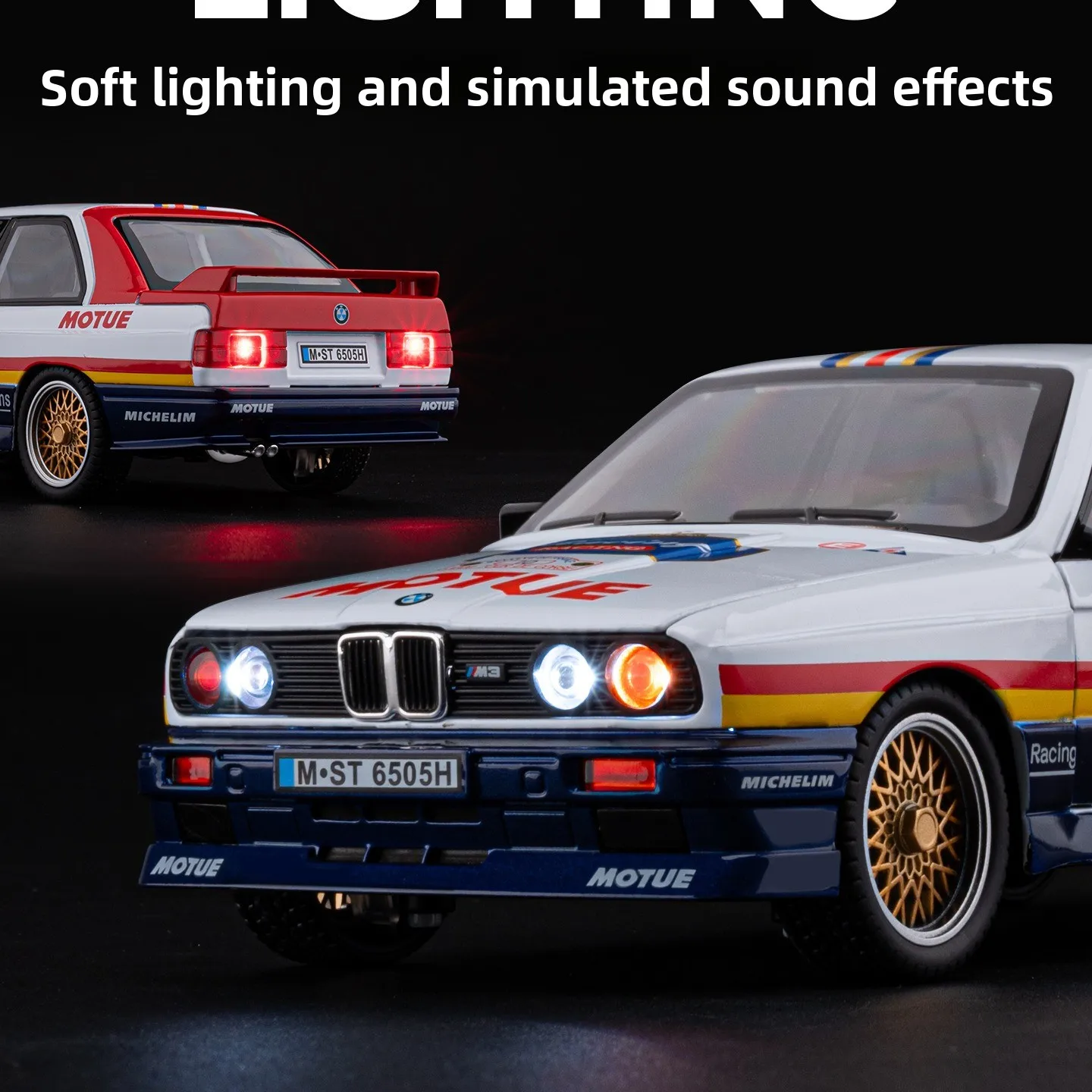 1:24 M3 Legierung Auto Modell Sound und Licht Zurückziehen Kinder Spielzeug Sammlerstücke Geburtstagsgeschenk