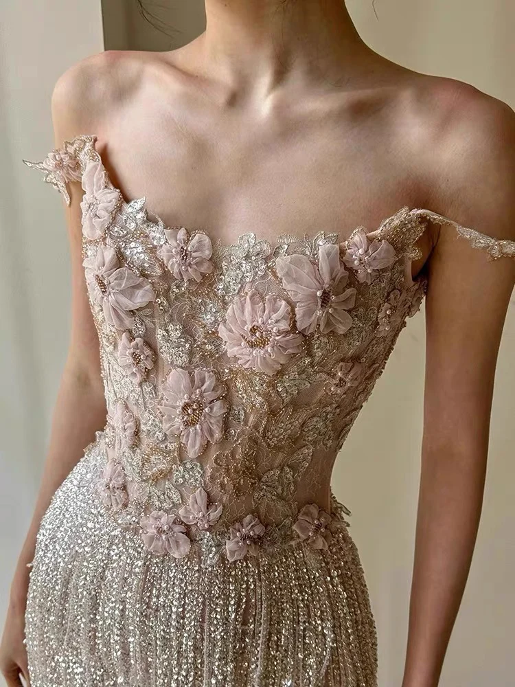 Robe de Manhã Pesadamente Decorada, Vestido de Casamento, Vestido de Noite para Mulheres, Personalizável e Faionável para C...