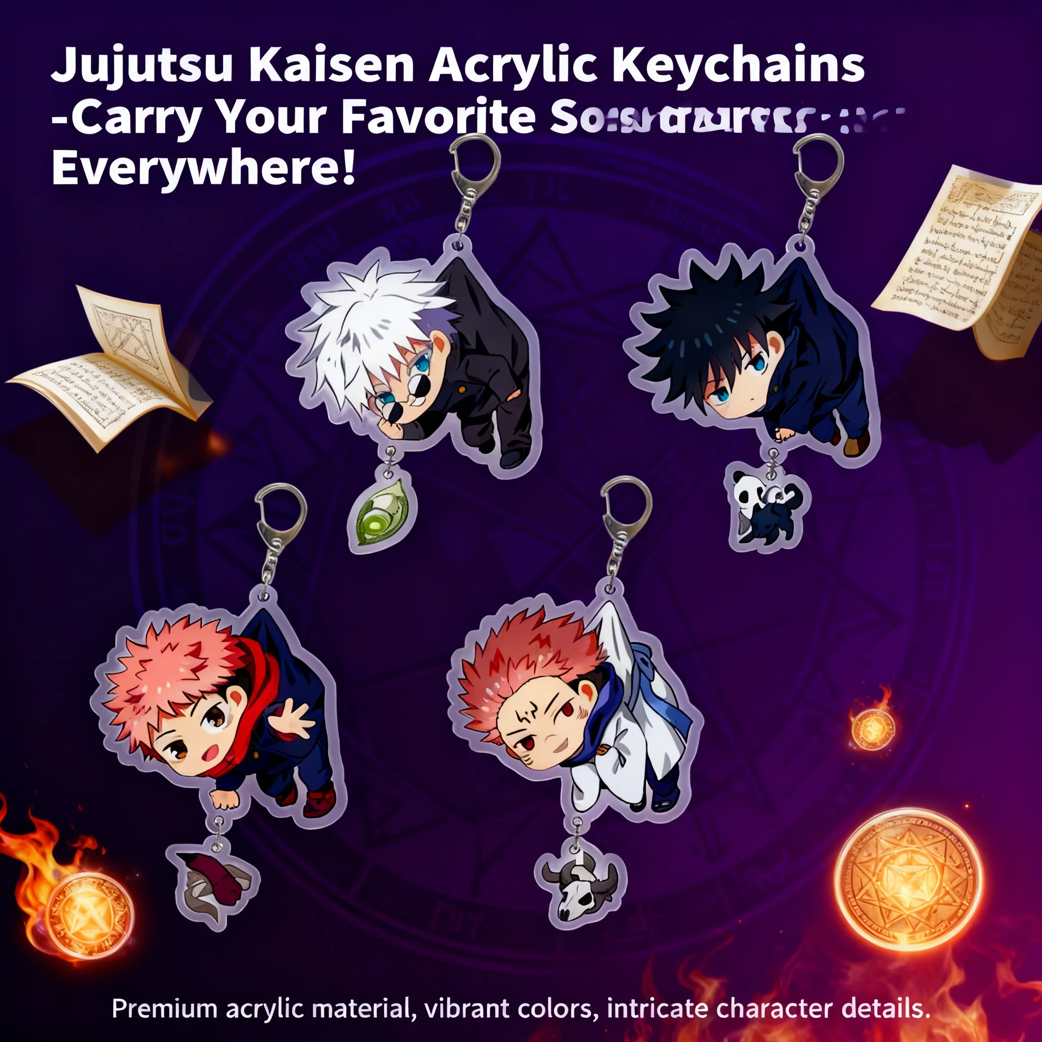 

Anime Keychain Jujutsu Kaisen Demon Slayer Bungo Stray Dogs Double Sided Acrylic Jade Pendant Hanging Plate Charm