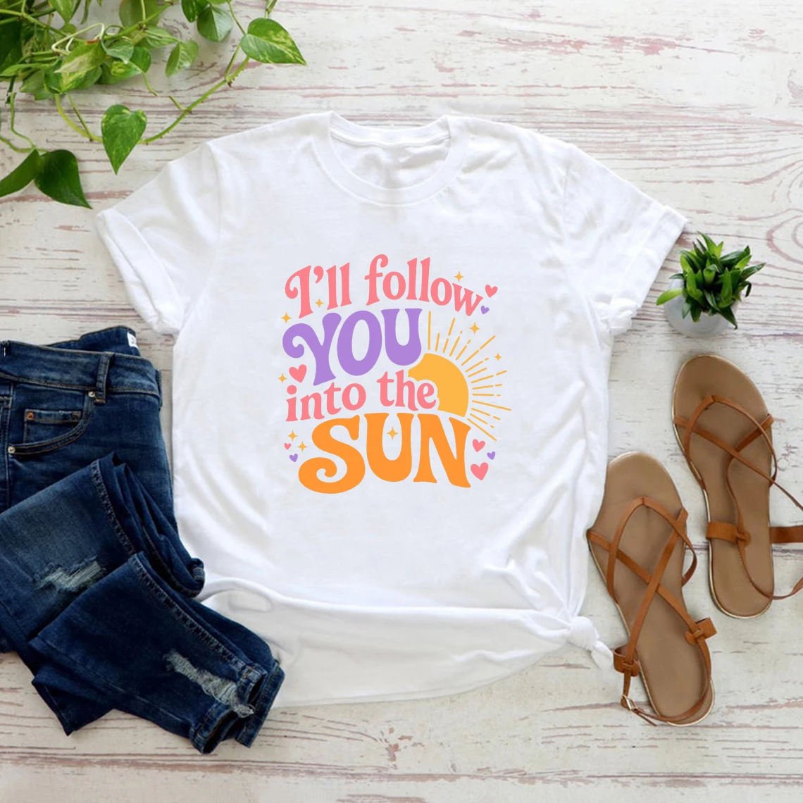 I'll Follow You Into The Sun Tee K-Pop Concert Women's T-shirt Short Sleeve Graphic Unisex T Shirts Kpop Tour KPop Fan Gift Tops