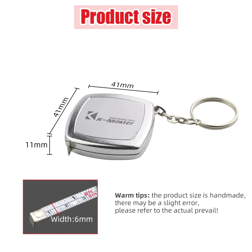 2M Retractable Ruler Measure Tape Small Keychain Construction Tools Roulette Measuring Instruments Mini Portable Tape Measure