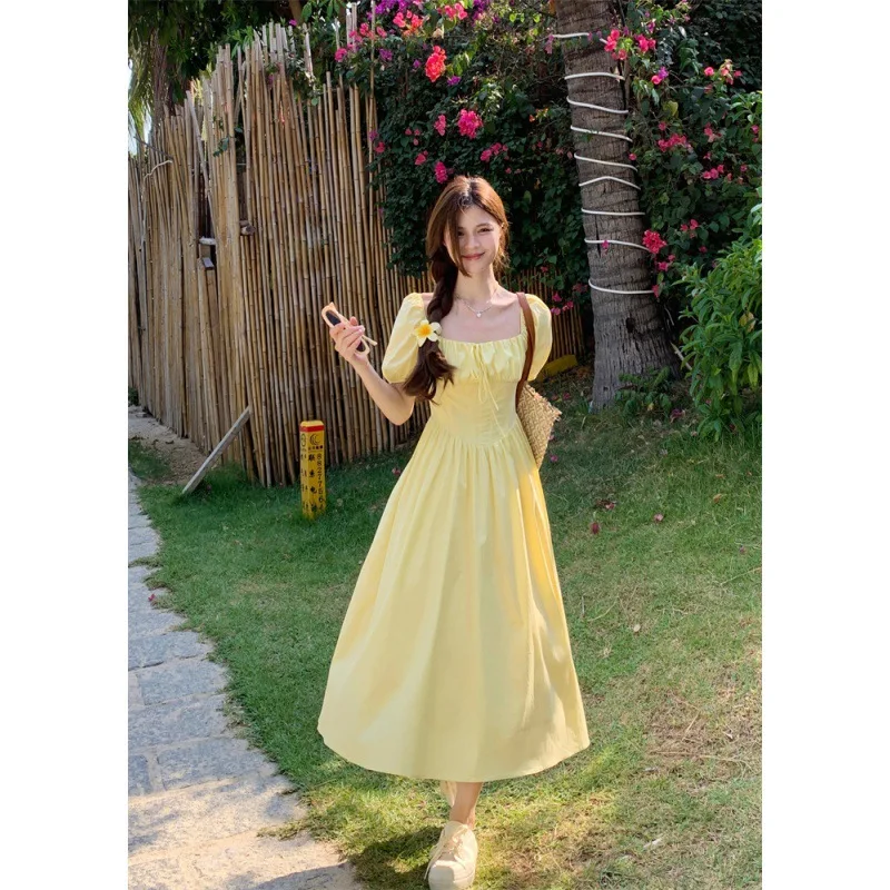 white christmas dresses Yellow Linen Dress Summer Long Loose Women Linen Gown Dresses ZF98410 –  SimpleLinenLife