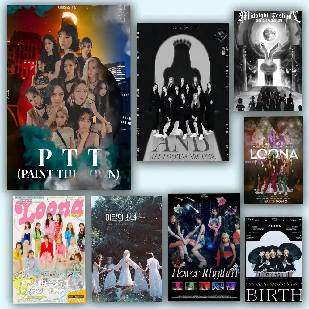 Latest Kpop L-Loona Poster Waterproof Wall Art Sticker For Bar Living Room Vintage Room Decor High Quality Print Gift