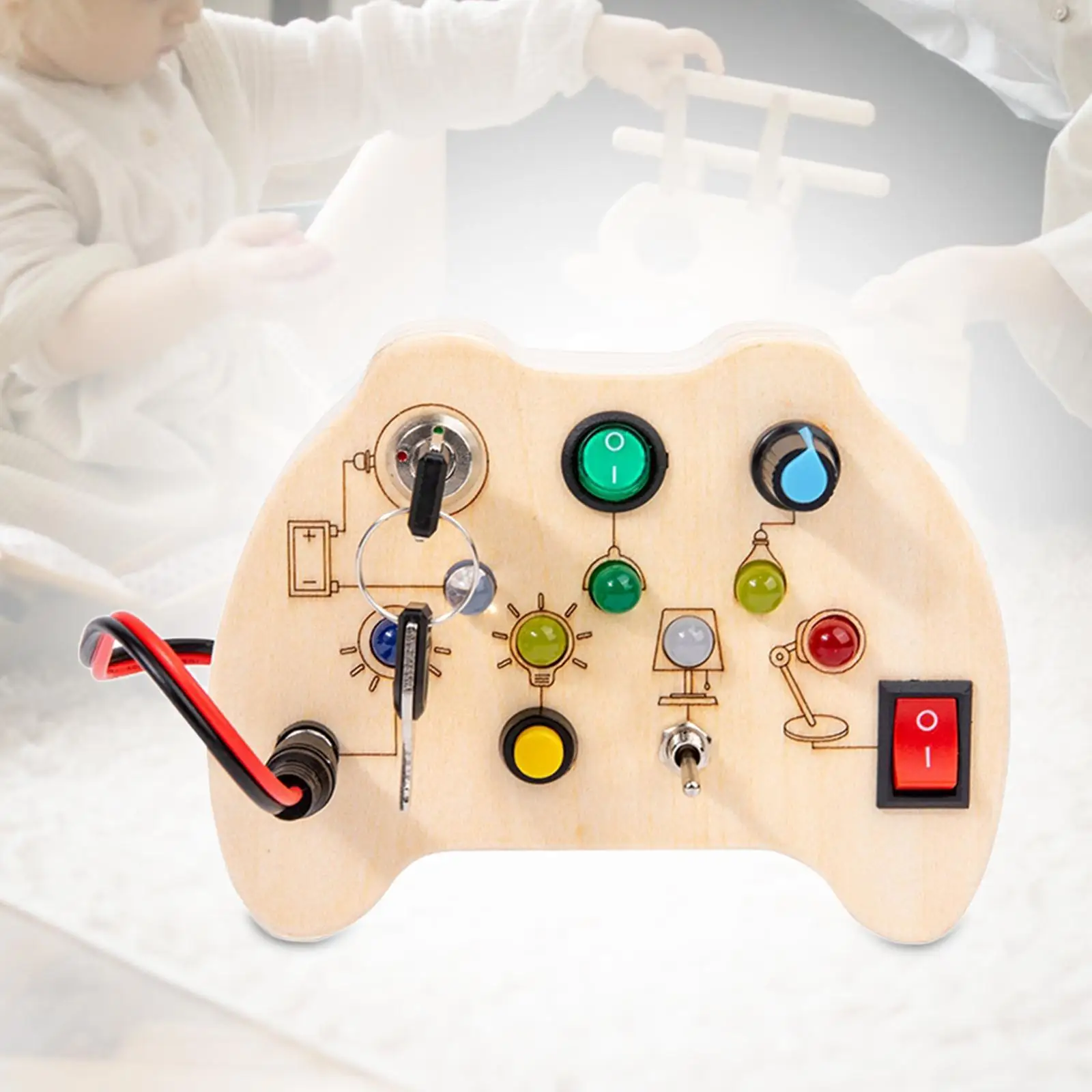 Wood Busy Board Teaching Prop Early Educational Party Favors Basic Switch Board Activities for Toddler Kids