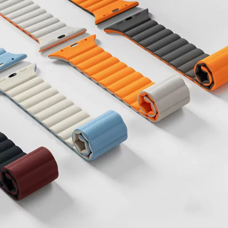 

Silicone Strap For Apple Watch Band 49mm 40mm 44mm 45mm 41mm 38mm 42mm Loop Magnetic Bracelet iWatch Series 10 9 8 SE 6 7 Ultra