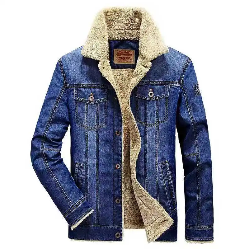 

Men's Winter Denim Jacket Casual Men's Cotton-padded Piled Thickened Jacket Men's Coat