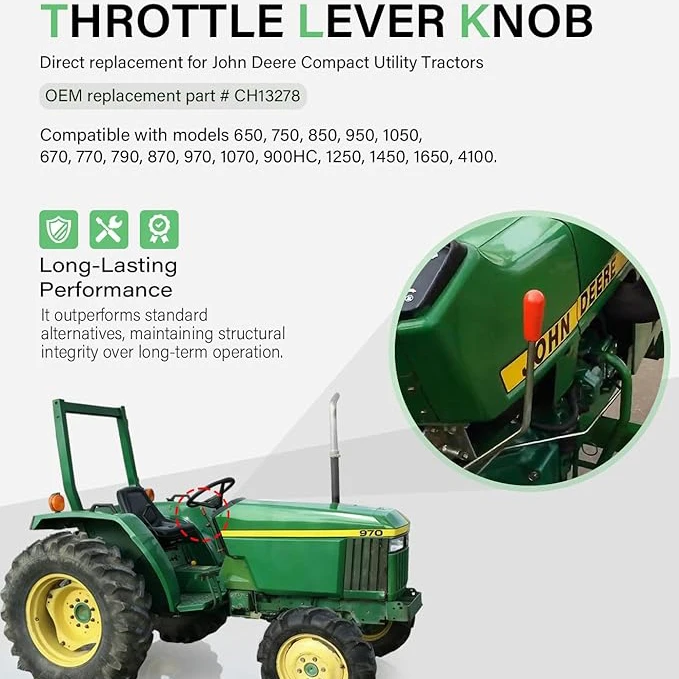 CH13278 Gashebelknopf für John Deere Kompakt-Nutzfahrzeuge für 650 750 850 950 1050 670 770 790 870 970 1070 900HC 1250 – Detail 2
