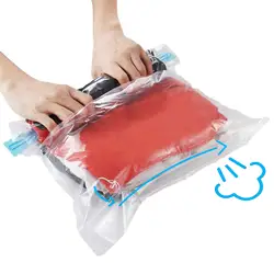 Travel Roll-Up Compression Bags, Reusable Vacuum Storage Bag Luggage Bag, Roll-Up Compression, No Need Air Pump