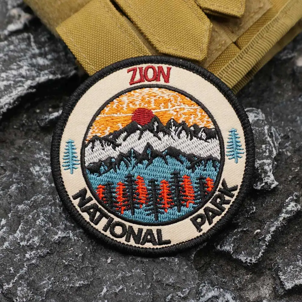 ZION NATIONAL PARK Embroidered Patch with merrow border, Sewable Applique for Clothing and Accessories