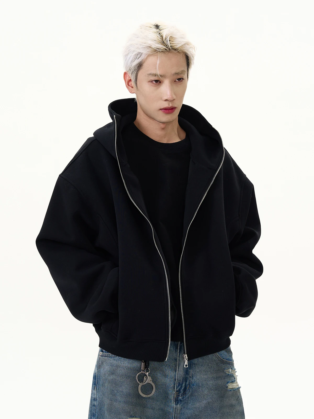 

Американская уличная мода: худи-кардиган Cleanfit на молнии, укороченная куртка свободного кроя, трендовая молодежная повседневная одежда для весны, осени и зимы