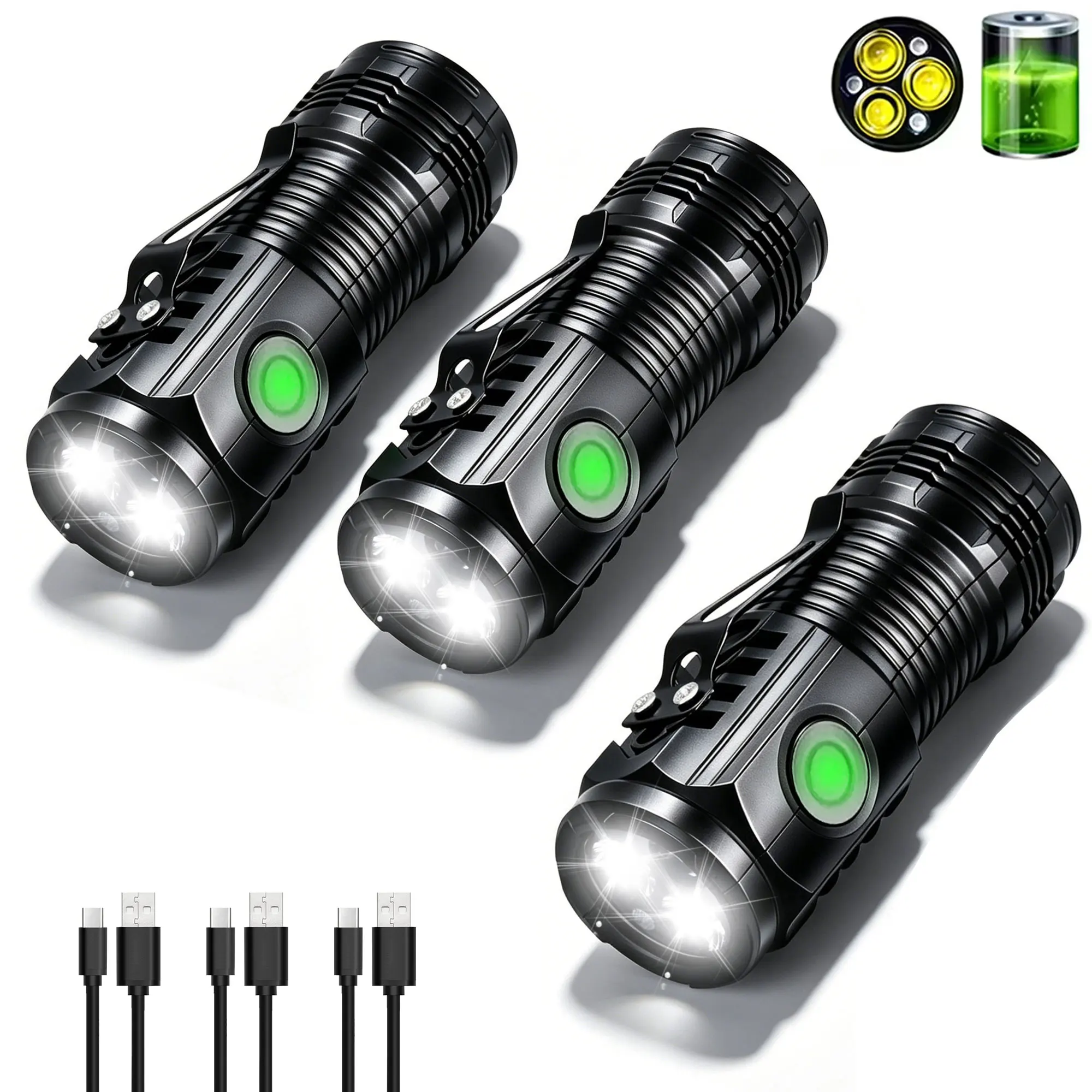 Portable Rechargeable Outdoor Flashlight Strong Light Waterproof Torch Camping Hiking Emergency Searchlight Handheld EDC Light