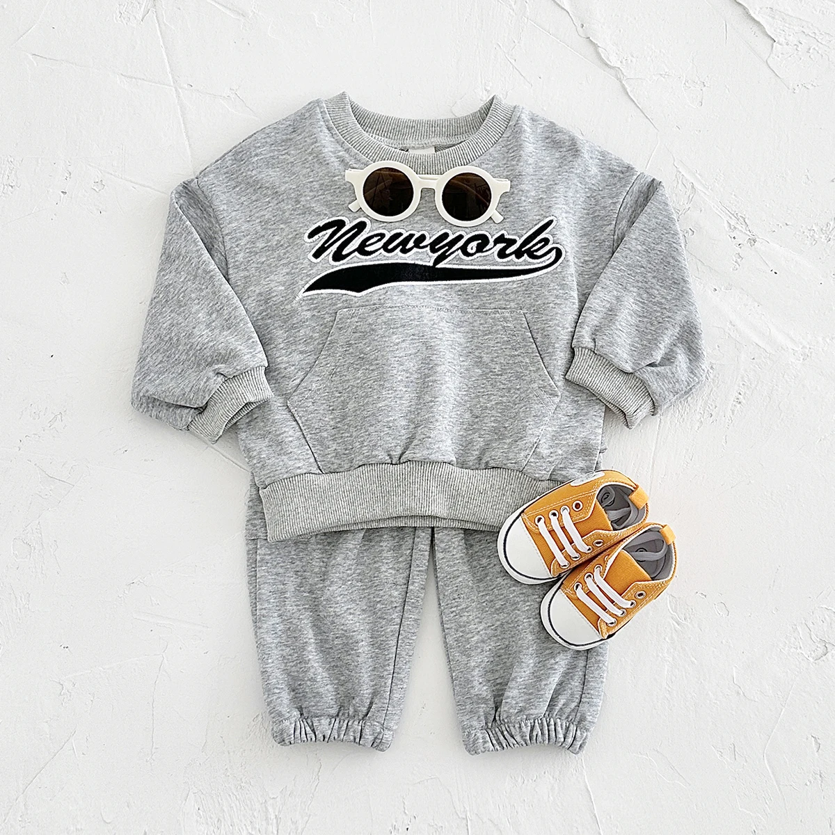 Fall Baby Clothes New York Hooded Sweatshirt+Pants Infant Baby Spring Sports Suit Boys Girls Stylish Warm Cotton Children 1-4Y