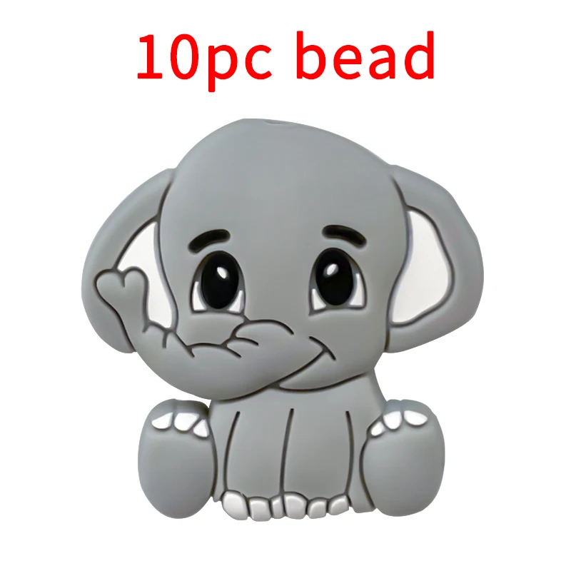 10pcs Silicone Elephant Bear Rainbow Unicorn Beads Silicone Baby Teething Beads Cartoon Teething Toy Pacifier Chain Accessories image 2