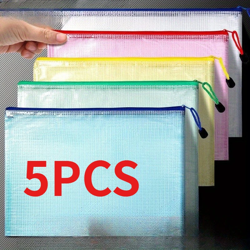 

5 шт. водонепроницаемая сумка на молнии формата А4, прозрачная сумка для документов, ручка для хранения продуктов, карманная папка, офисные школьные принадлежности
