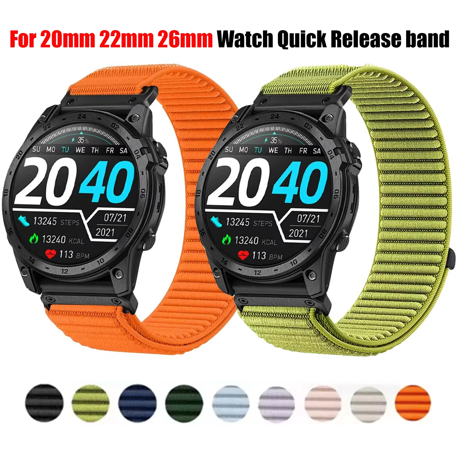 

26 22 20mm Quick-release Nylon Strap for Garmin Fenix 8/Tactix 8/Quatix 8 Wristband Garmin Instinct 3/Forerunner 970 965 Correa