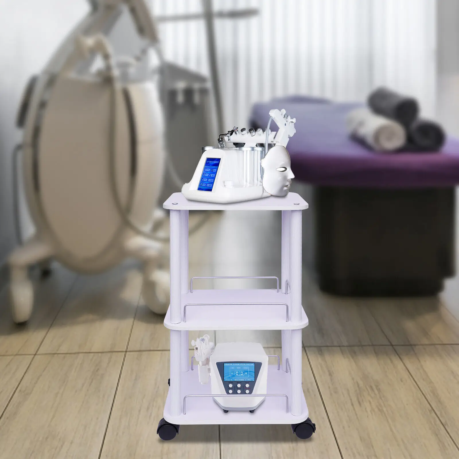 

Beauty Salon Trolley Esthetician Spa Equipment Storage Stand Trolley Cart 360 Flexible Movement and Easy Fixing for Hospitals