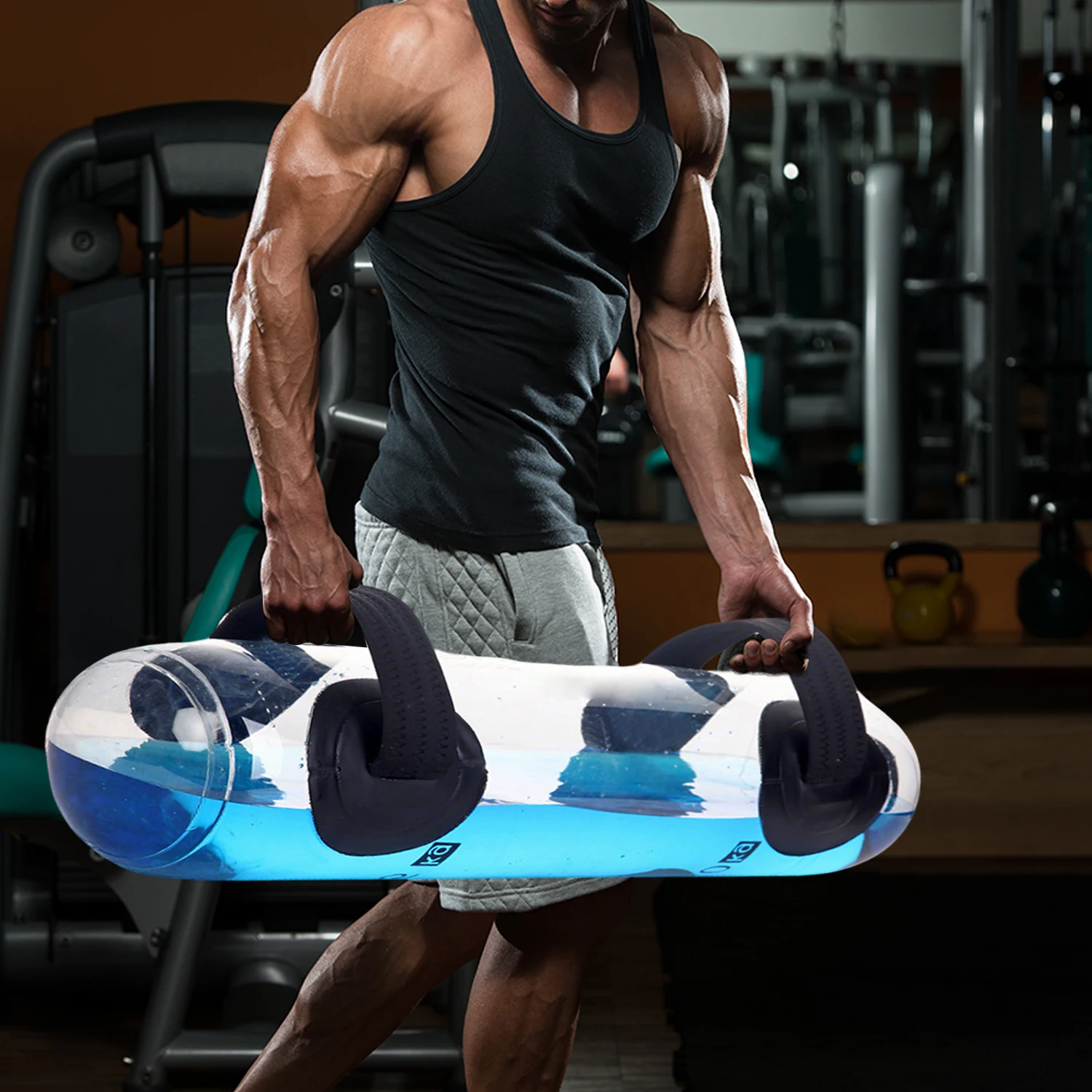 Sac d'entraînement aquatique Fitness Aqua Bag réglable avec pompe à air, capacité jusqu'à 35 kg, pour entraînement de force, musculation et squats