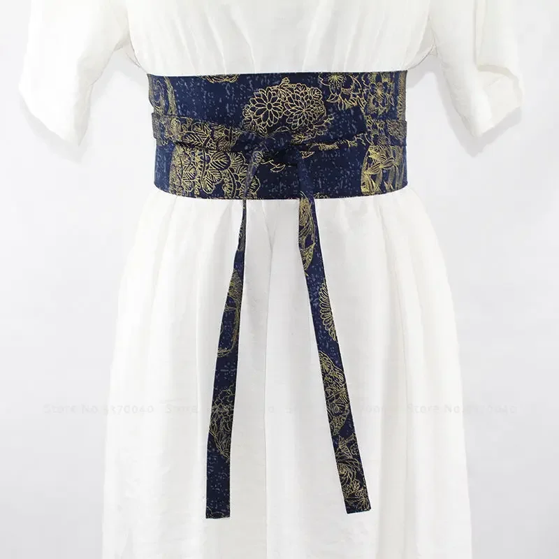 Asian Japanese Kimono Women Crane Print Waistband Dress Belt Traditional Fashion Retro Yukata Bathrobe Girdle Hanfu Accessories