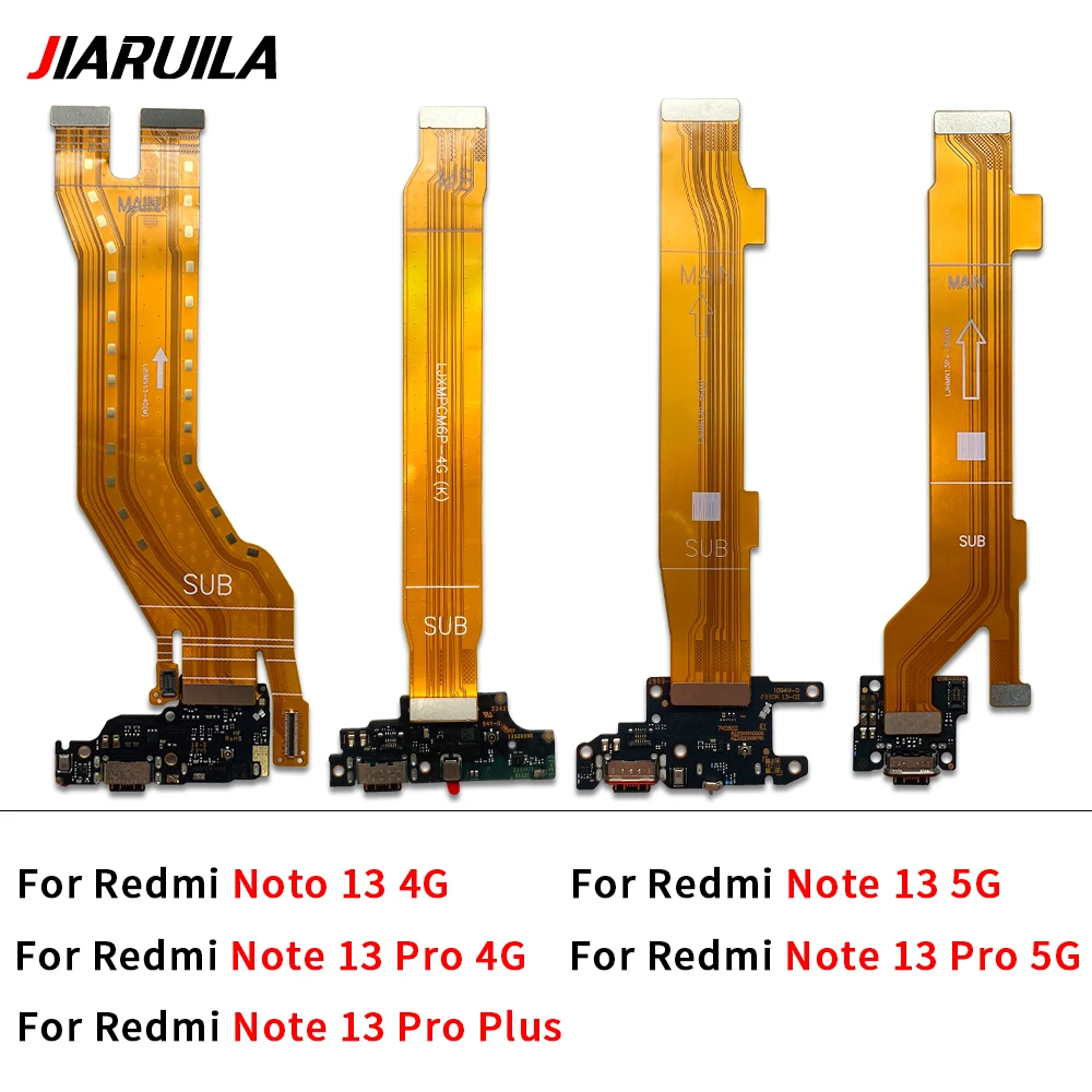 50Pcs，USB Fast Charging Charger Main Motherboard Flex Cable For Xiaomi Redmi Note 13 Pro 4G 5G Plus Dock Connector Board