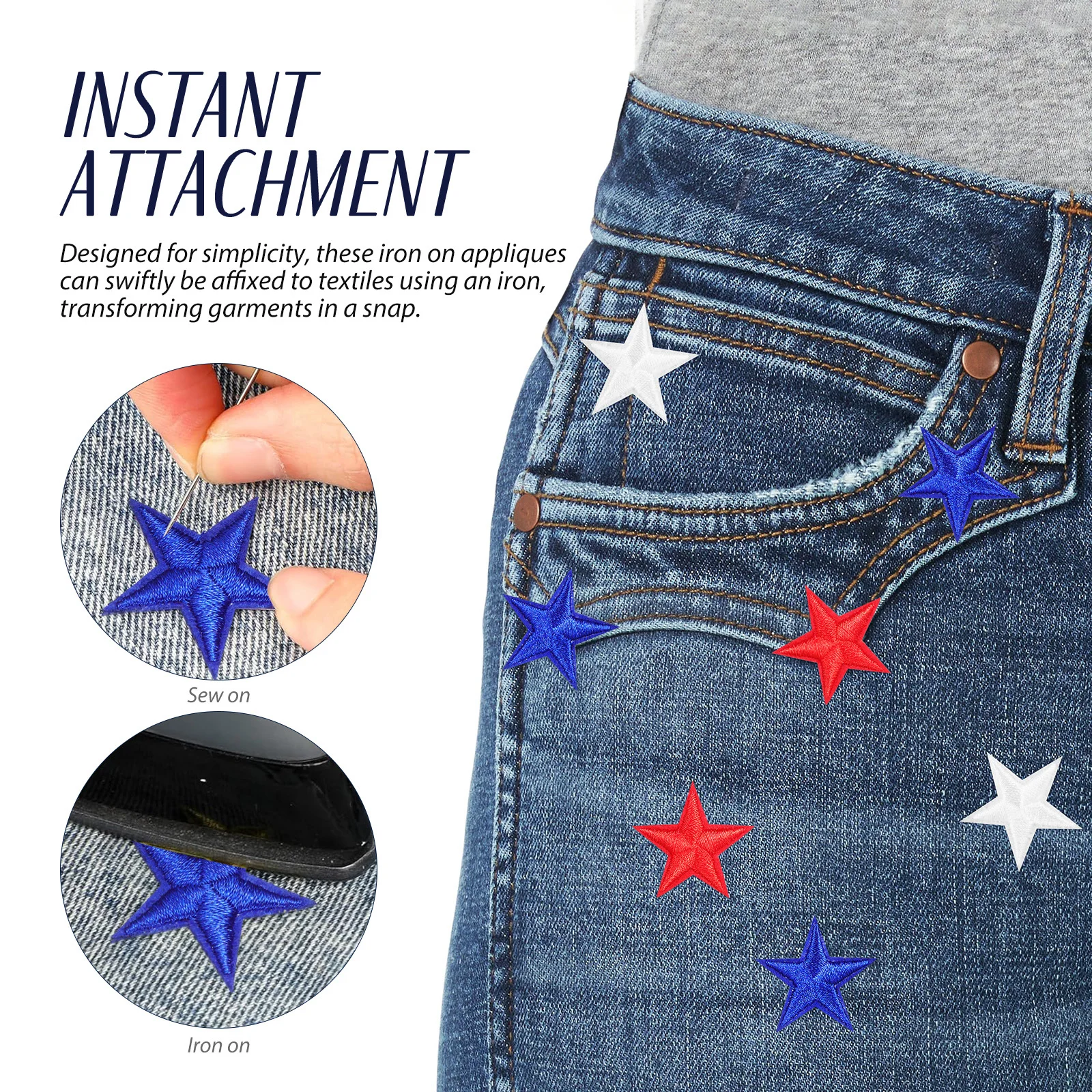 

80 Pcs Embroidered Cloth Stickers Stars Patches Iron Embroidery Applique Sewing Clothes Cute