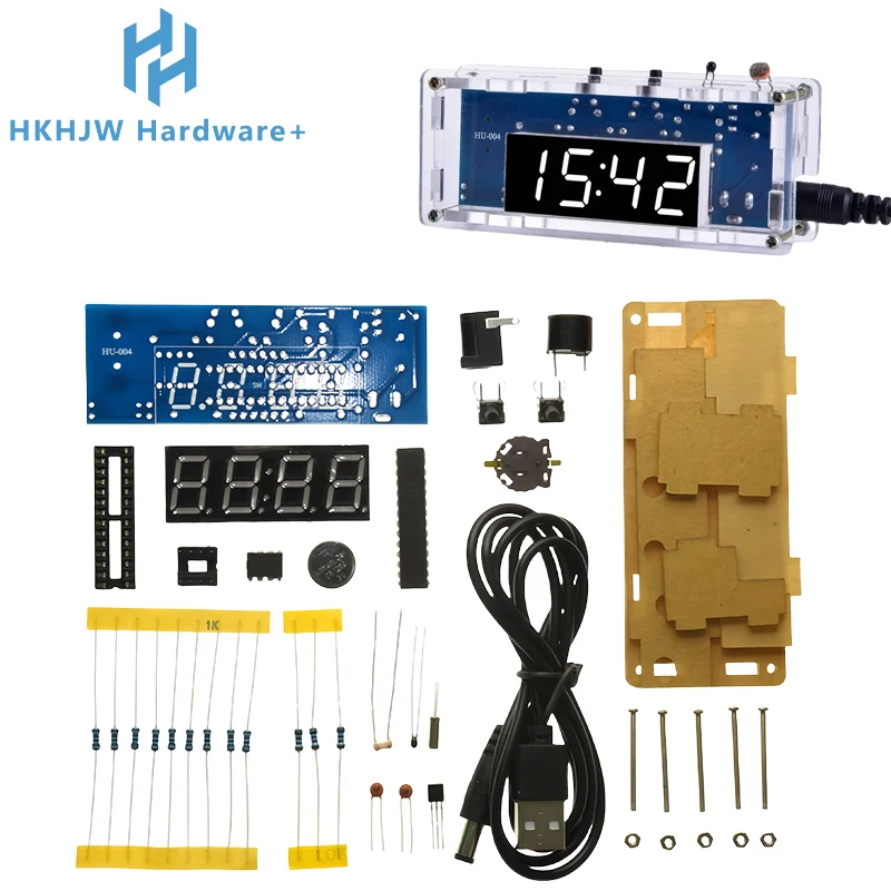 DIY Digital Clock Kit Display Date Week Temperature Alarm DS1302 Soldering Project Learning Practice Solder Diy Electronic Kit